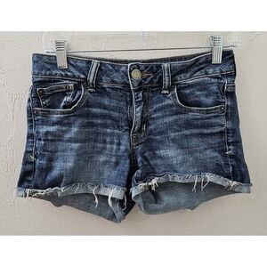 American Eagle Outfitters 2014 Super Stretch Shortie Shorts Jean Denim Size 4